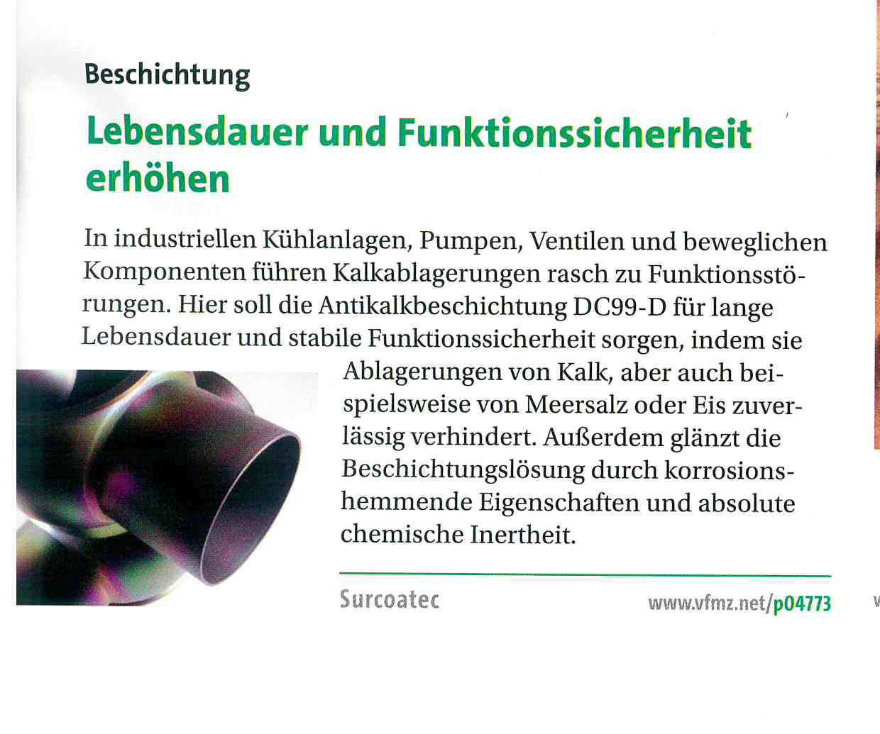 Verfahrenstechnik Bericht über Beschichtung von Surcoatec