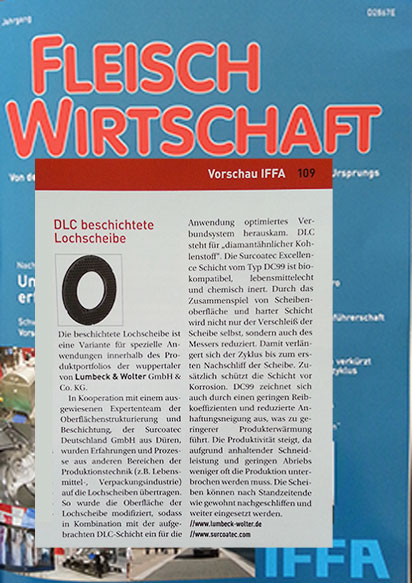 Fleischwirtschaft: DLC beschichtete Lochscheibe