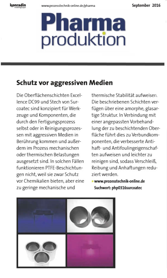 Pharmaproduktion - Schutz vor aggressiven Medien